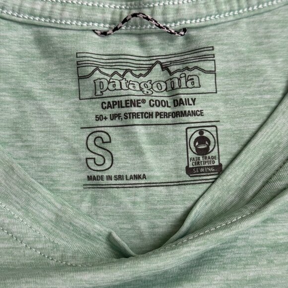 Patagonia Capilene Cool Daily Green "Run" Graphic T-Shirt S 50+ UPF Performance - Picture 3 of 10